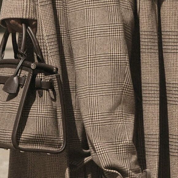 Ralph Lauren Collection ~ Fall 21 Isla Truffle & Morel Glen Plaid Wool Top Coat - Picture 10 of 17